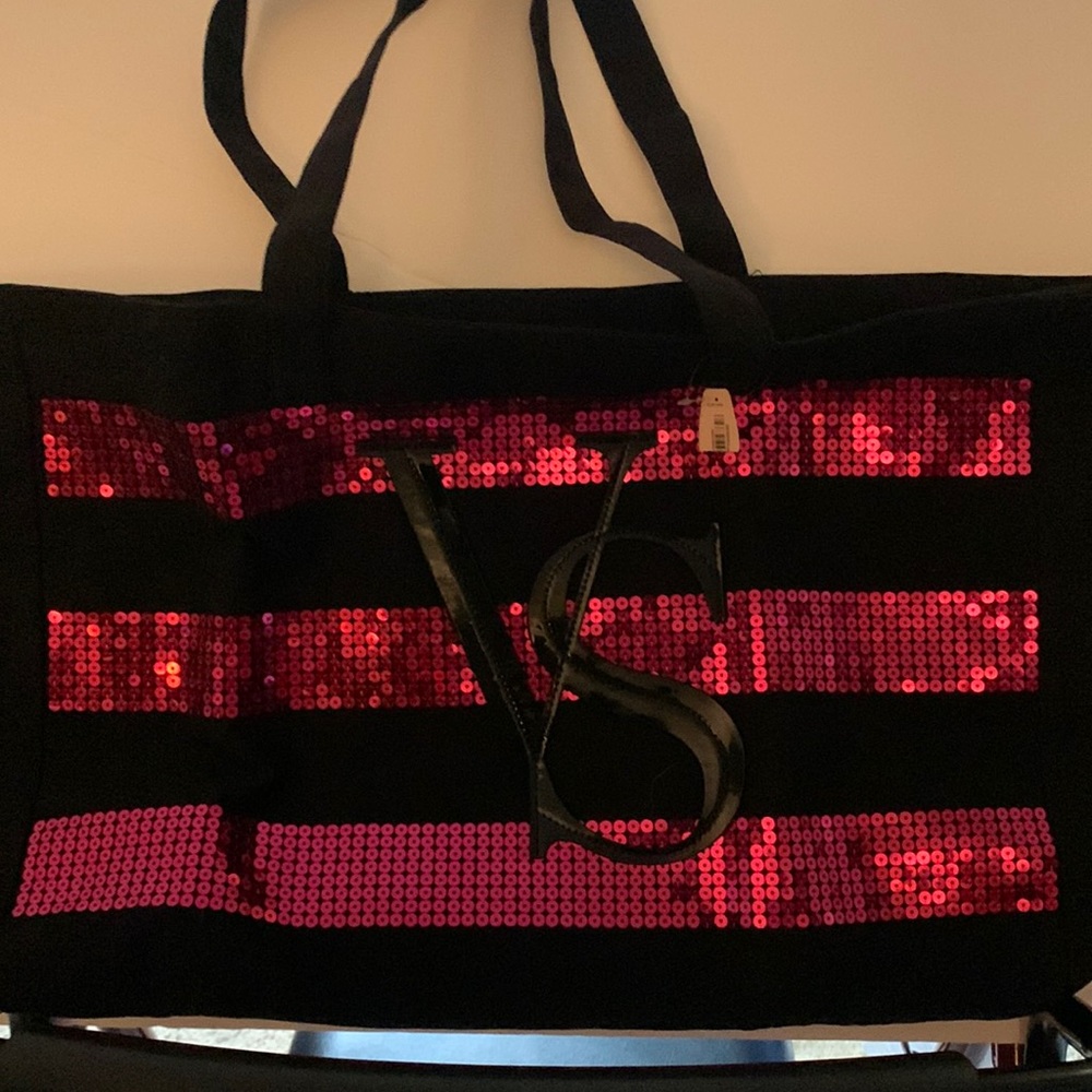Large Victoria’s Secret Black with Red sequins Tote.